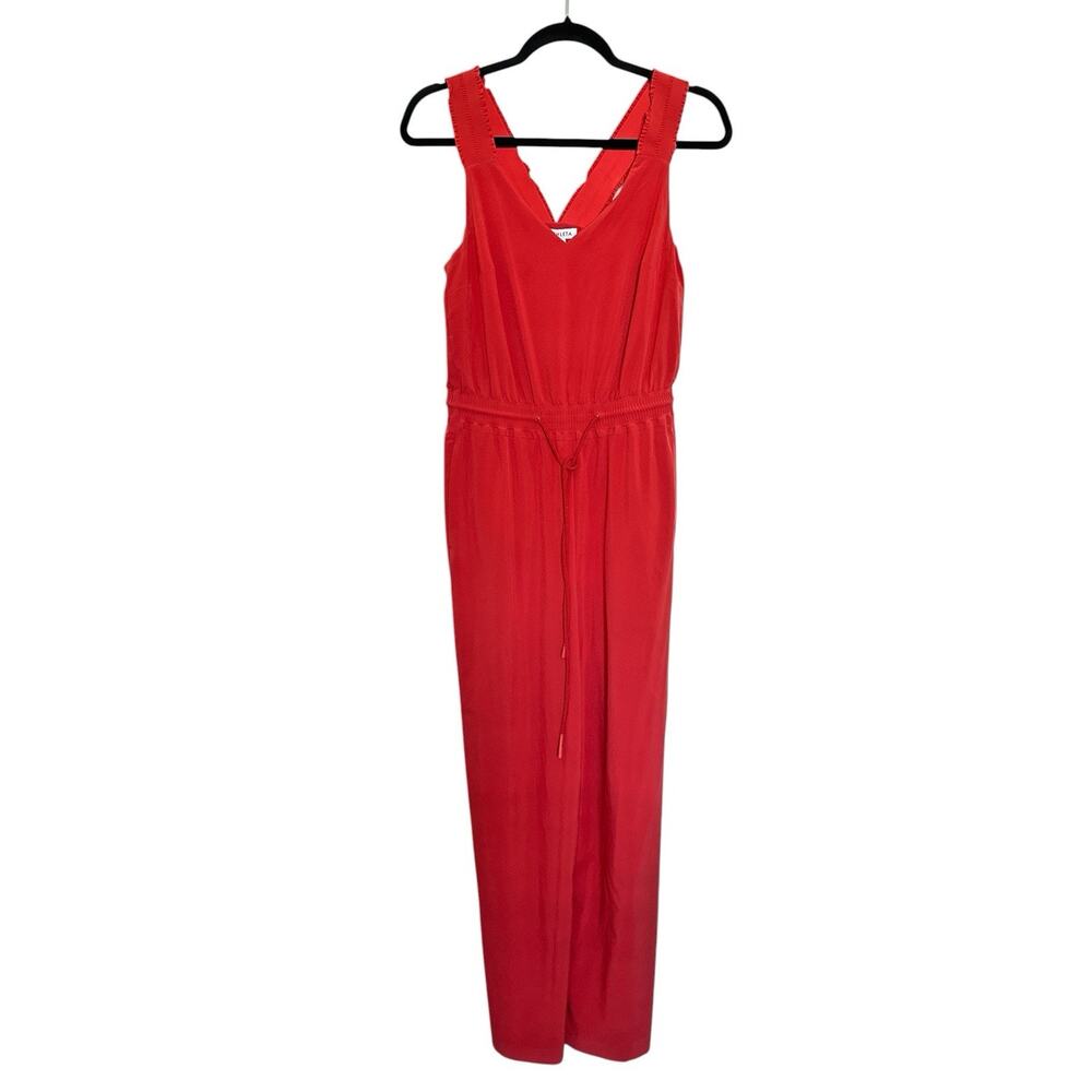Athleta Size 2 Savannah Jumpsuit Orange Current Red Stretch Wide Leg FLAW READ - Picture 4 of 7